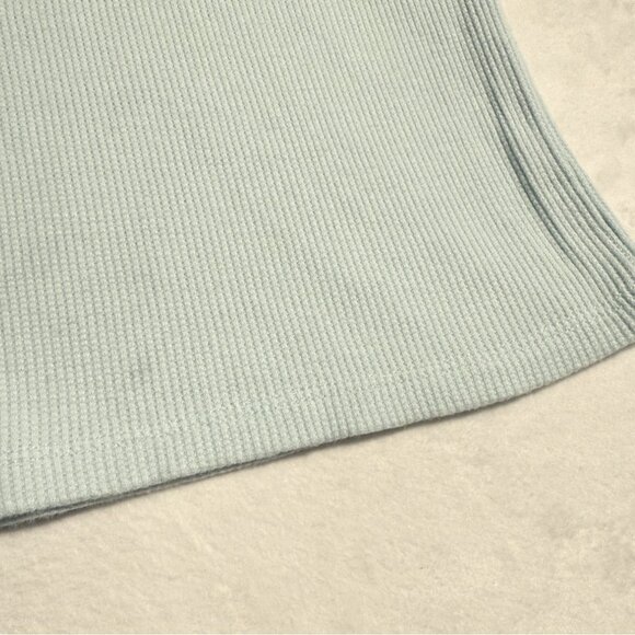 Medium Eileen Fisher Boxy Thermal Hoodie Long Sleeve Top Clearwater Blue - Picture 10 of 11